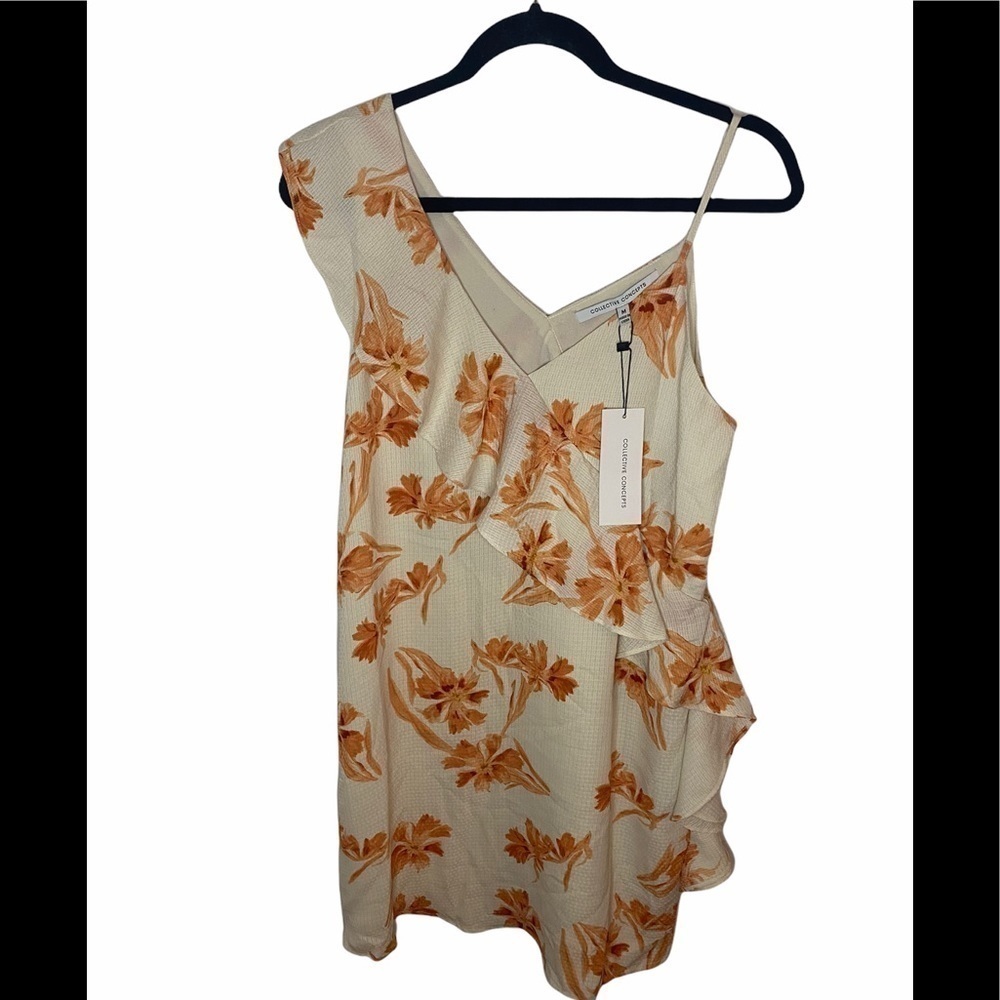 Collective concept orange/white floral dress Med - Picture 5 of 7
